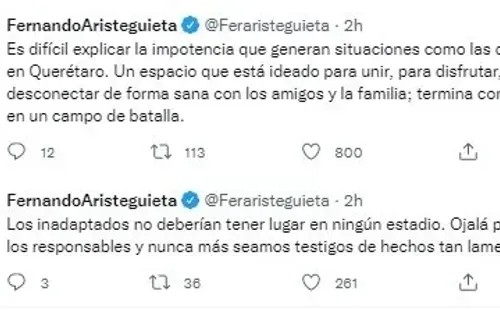 Fuente: Twitter Oficial Fernando Aristeguieta (@Feraristeguieta)