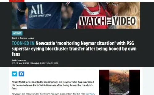 The Sun reporta el interés de Newcastle por Neymar