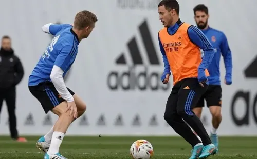Hazard en entrenamiento de Real Madrid. Getty.