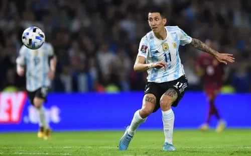 Di María en acción con Argentina. Getty.