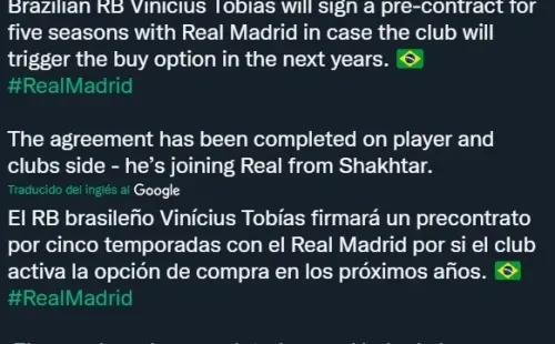 Fabrizio Romano confirma el acuerdo por Vinicius Tobías