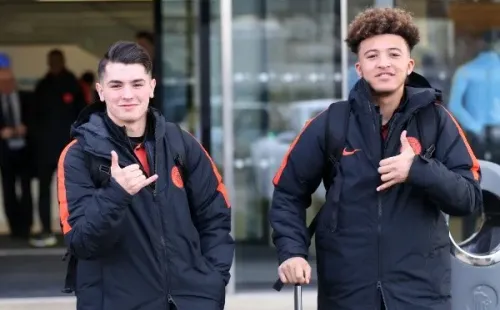 Brahim Díaz y Jadon Sancho en la cantera del City: Getty