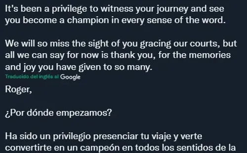 La cuenta de Wimbledon y su mensaje a Federer