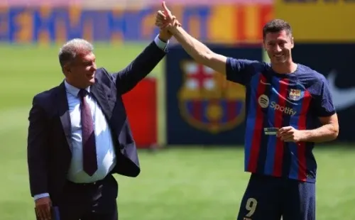 Robert Lewandowski y Joan Laporta: Getty