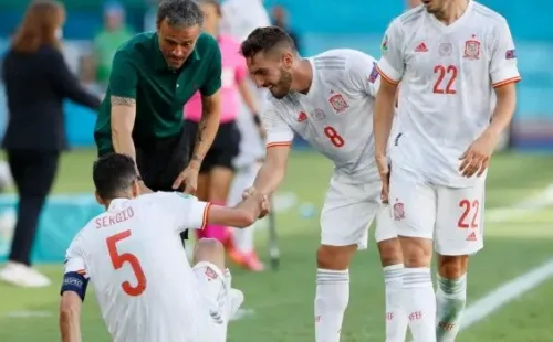 Luis Enrique y sus jugadores: Getty
