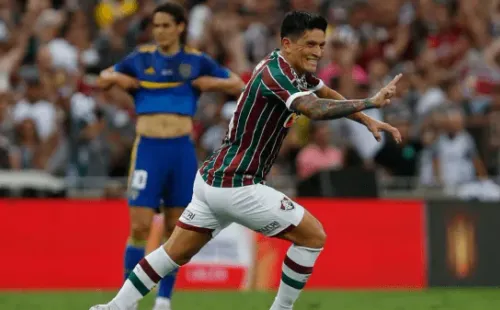 Germán Cano celebra su gol, el primero de su equipo en el Maracaná (Getty Images)