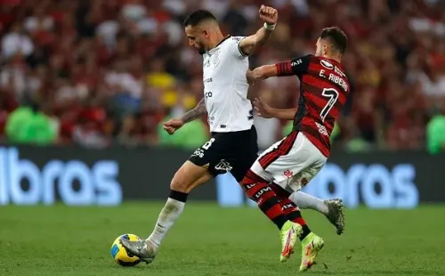 Acción de juego entre Corinthians y Flamengo. Getty.
