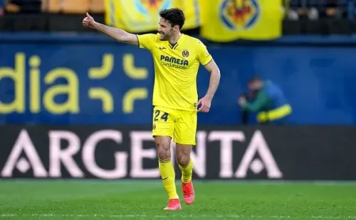 Alfonso Pedraza en festejo con Villarreal. Getty.