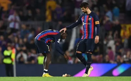 Piqué en juego con Barcelona. Getty.