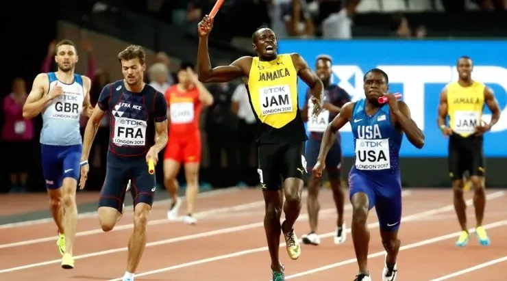 La última carrera de Bolt, en la posta 4×100 del Mundial 2017 (Getty)