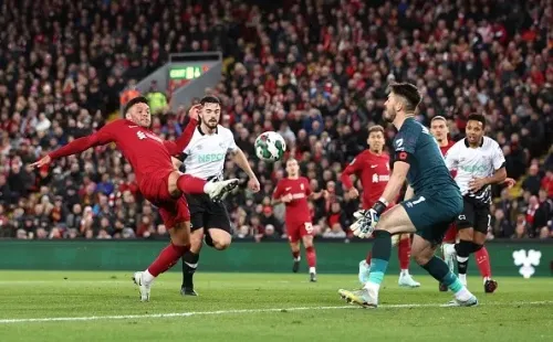 Acción de juego de Liverpool y Derby. Getty.