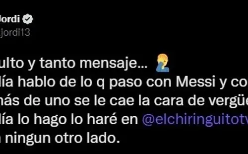 El polémico tuit de Jota Jordi sobre Messi