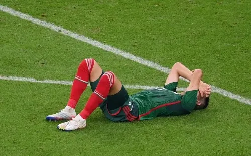 Dura caída mexicana en Qatar 2022. Getty.