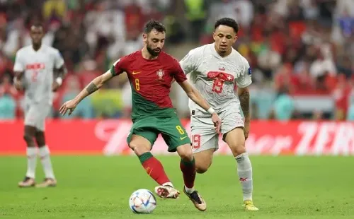 Acción de juego entre Portugal y Suiza. Getty.