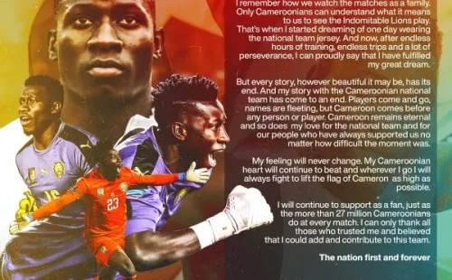 El comunicado de André Onana en sus redes sociales.