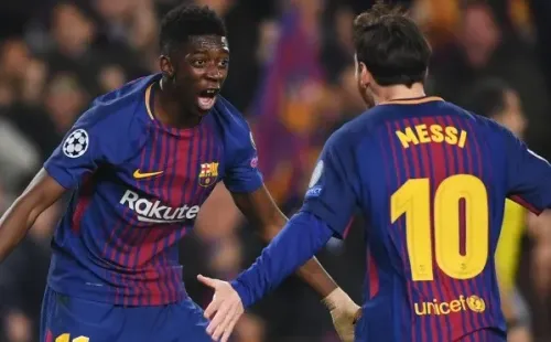 Ousmane Dembélé y Lionel Messi durante la época en la que coincidieron en Barcelona.
