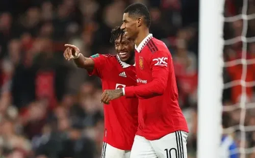 Festejo de Manchester United con un Rashford ideal. Getty.