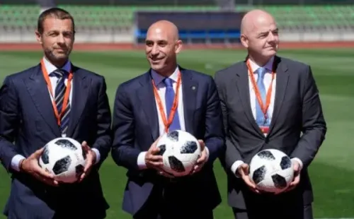 Aleksander Ceferin, Luis Rubiales y Gianni Infantino: Getty