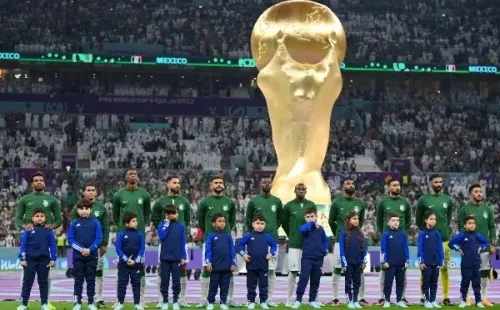 Arabia Saudita en la previa a su partido con México en la Copa del Mundo de Qatar 2022.