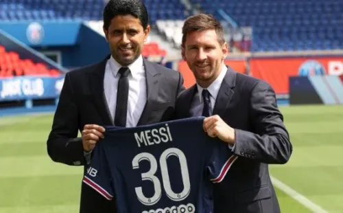 Lionel Messi y Nasser Al Khelaifi: Getty
