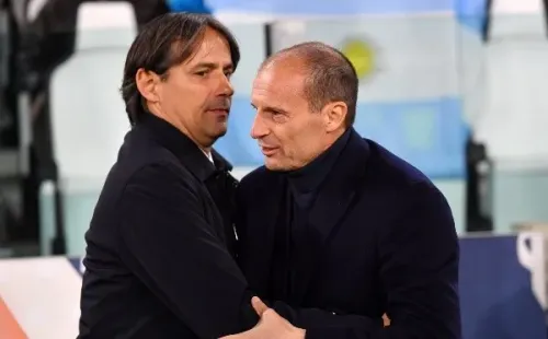 Simone Inzaghi y Massimiliano Allegri en el cruce por la Copa Italia.