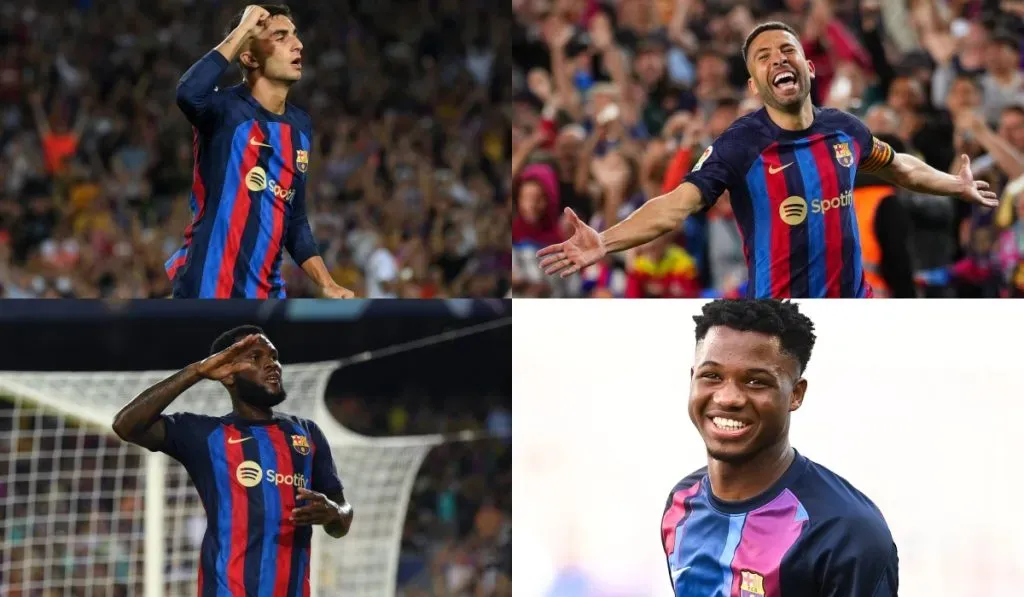 Frank Kessie, Ansu Fati, Ferrán Torres y Jordi Alba: Getty