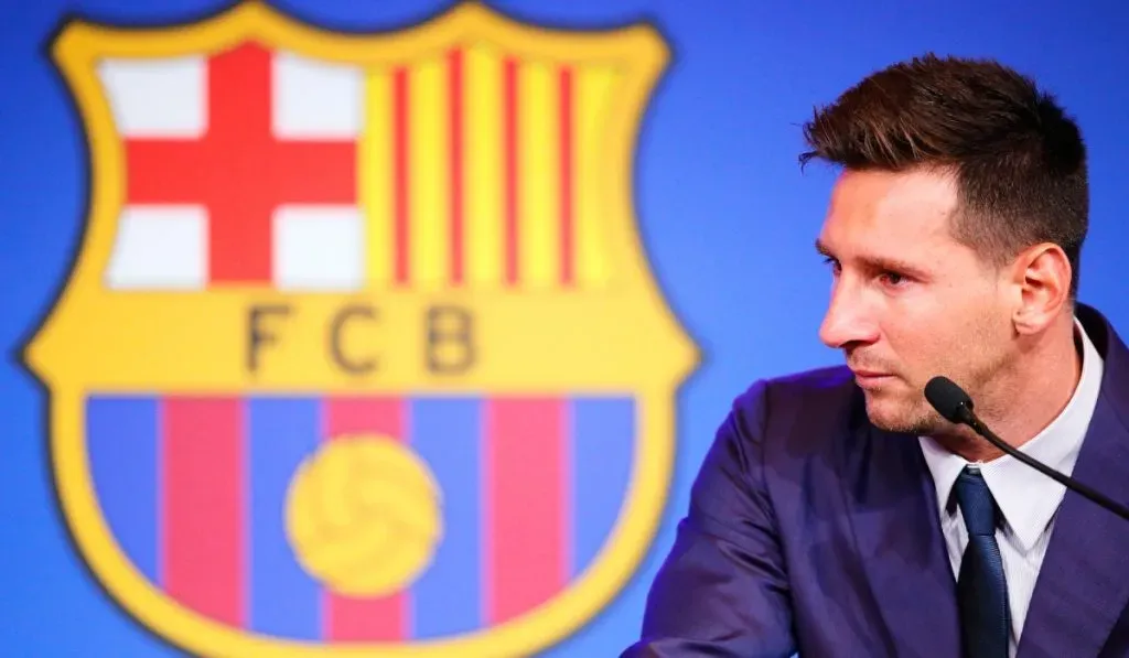 Lionel Messi en su despedida del Barcelona: Getty