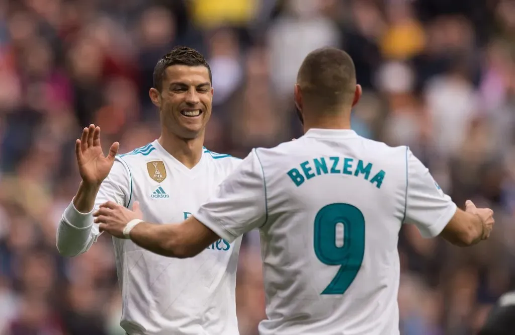 Benzema y Cristiano Ronaldo. (Getty Images)
