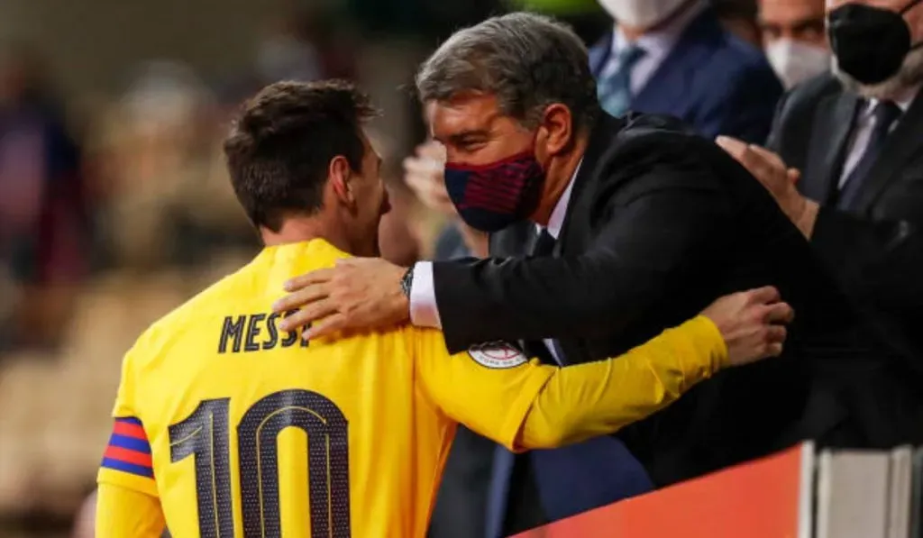 Lionel Messi y Joan Laporta: Getty