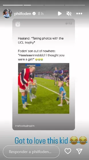 La reacción de Phil Foden a lo que hizo su hijo Ronnie.