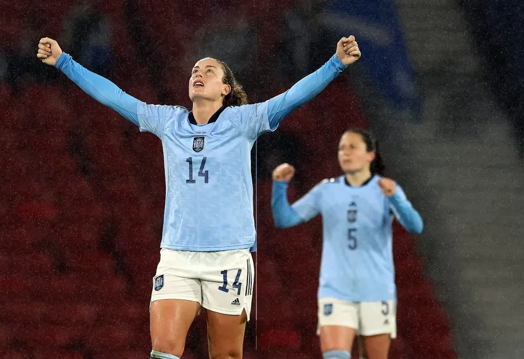GLASGOW, SCOTLAND – APRIL 12: Alexia Putellas of Spain celebrates after their sides victory during the FIFA Women’s World Cup 2023 Qualifier group B match between Scotland and Spain at Hampden Park on April 12, 2022 in Glasgow, Scotland. (Photo by Ian MacNicol/Getty Images)