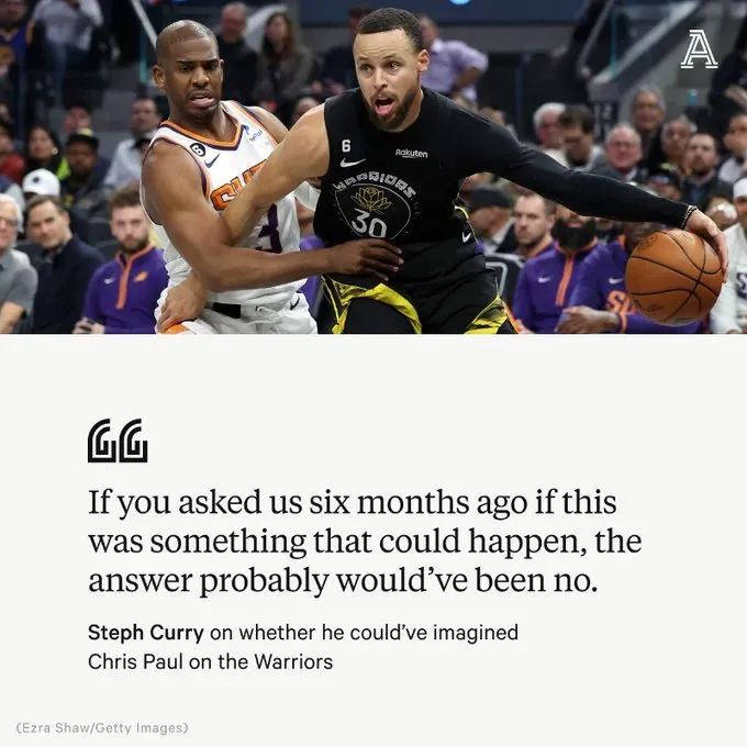 Stephen Curry sobre Chris Paul como Warrior (Foto: Twitter / @TheAthletic)