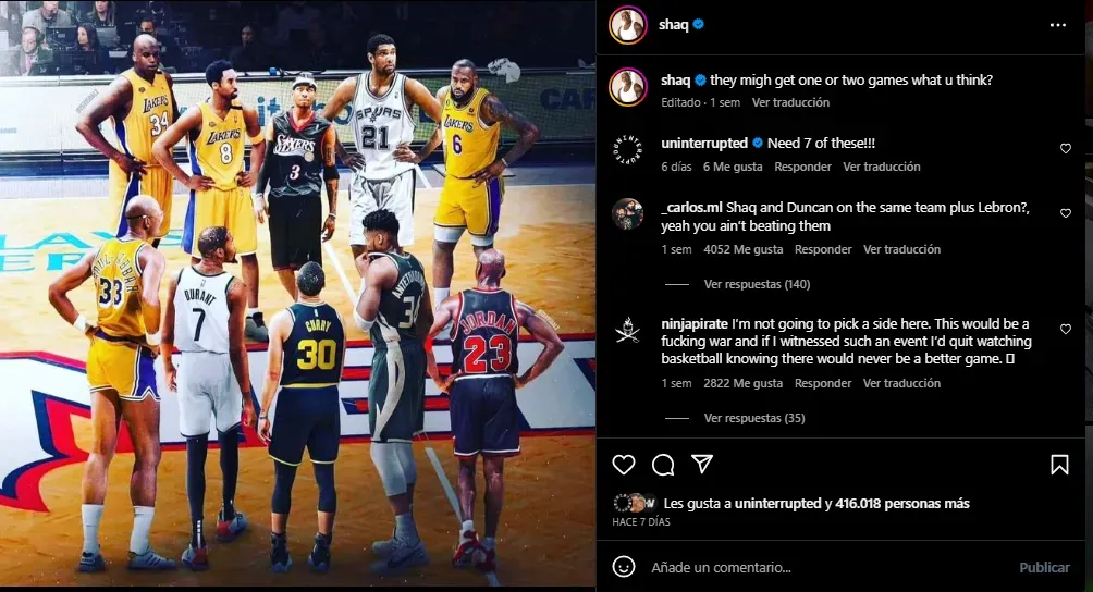 El súper equipo de Shaq que le ganaría a MJ y compañía (Foto: Instagram / @shaq)
