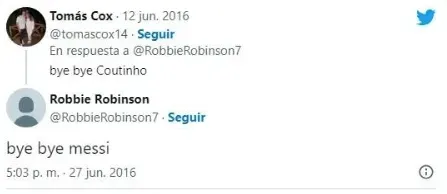 El mensaje que se viralizó sobre la burla contra Messi en 2016.