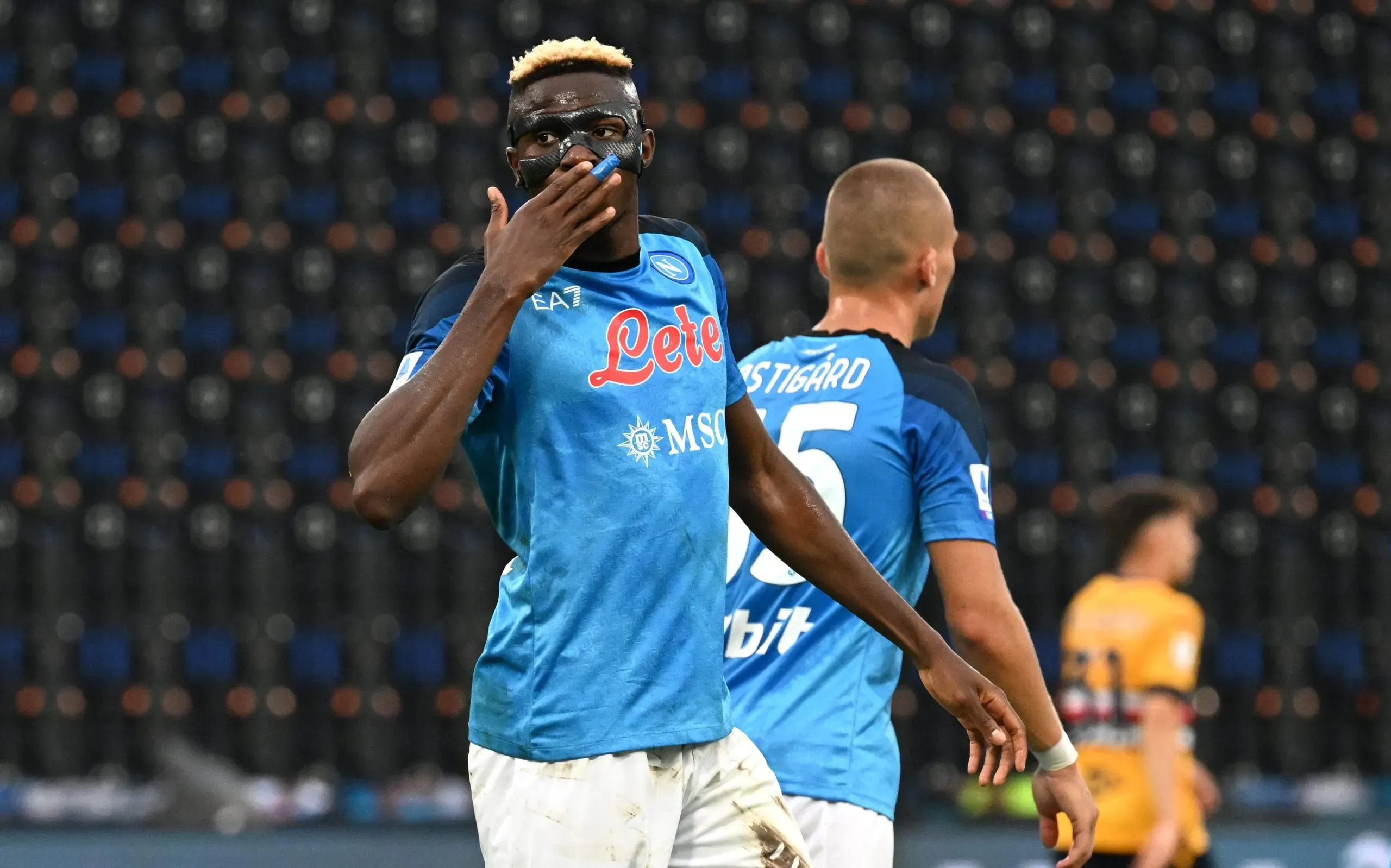 Víctor Osimhen anotó 31 goles sobre 39 partidos en la temporada con el Napoli. Getty Images