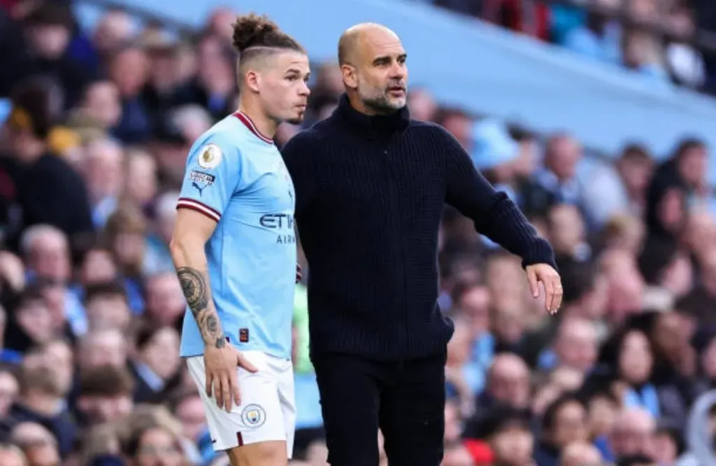 Kalvin Phillips y Pep Guardiola: Getty