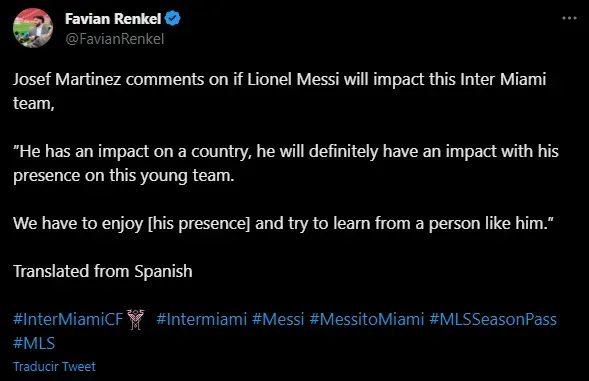 Mensaje de Josef Martínez a Messi (Foto: Twitter / @FavianRenkel)