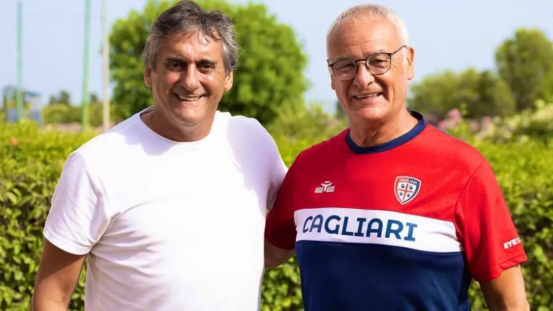 Enzo Francescoli junto a Claudio Ranieri en Cagliari. Foto: Twitter Cagliari.