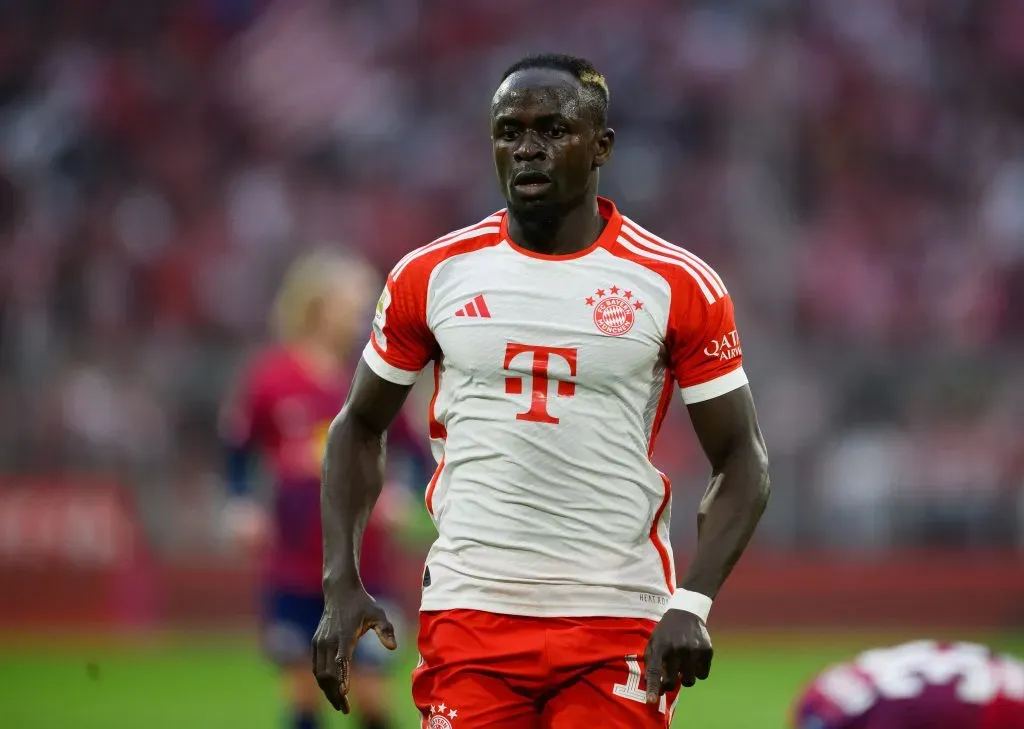 MUNICH, GERMANY – MAY 20: Sadio Mane of Bayern Munich in action  during the Bundesliga match between FC Bayern München and RB Leipzig at Allianz Arena on May 20, 2023 in Munich, Germany. (Photo by Matthias Hangst/Getty Images)