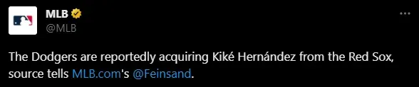 MLB confirma el regreso de Hernández a Dodgers (Foto: Twitter / @MLB)