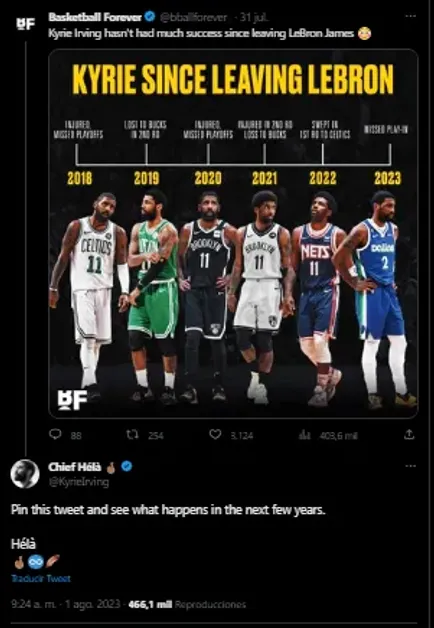 Irving responde a mensaje en su contra (Foto: Twitter / @KyrieIrving)