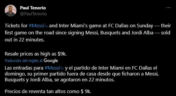 Se agotaron las entradas para ver a Messi como visitante (Foto: Twitter / @PaulTenorio)