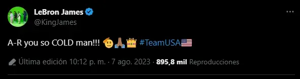 Mensaje de LeBron para Austin Reaves (Foto:Twitter / @KingJames)
