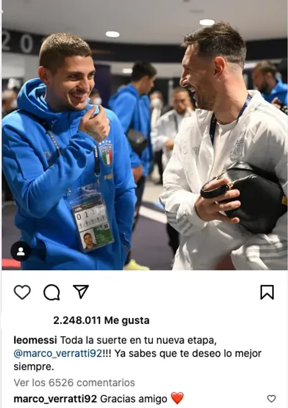 El comentario de Messi para despedir a Verratti