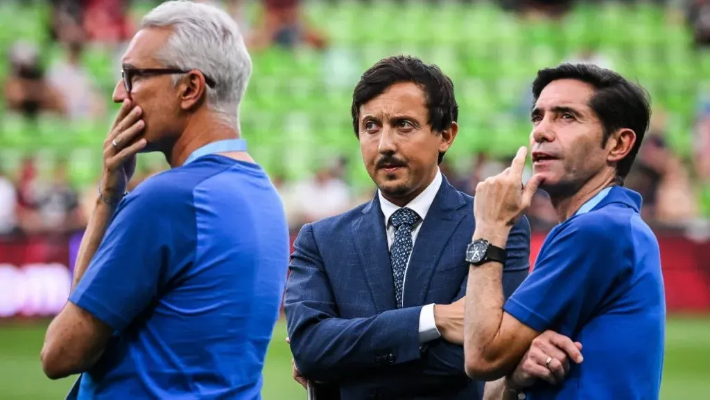 Pablo Longoria, junto a Marcelino (IMAGO / ZUMA Wire).