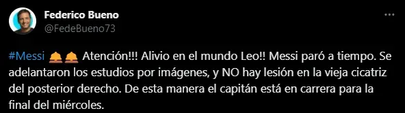 Messi no está lesionado en Inter Miami (Foto: X / @FedeBueno73)