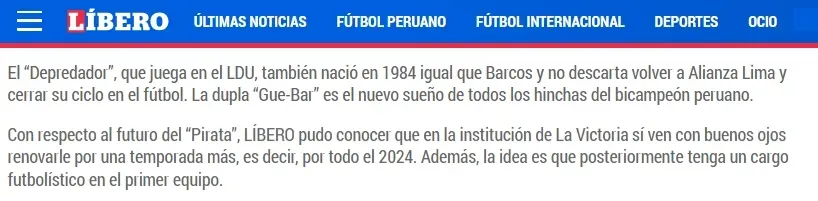 Alianza Lima se refuerza: el sueño de juntar a Hernán Barcos y Paolo Guerrero | Créditos: Captura Libero.