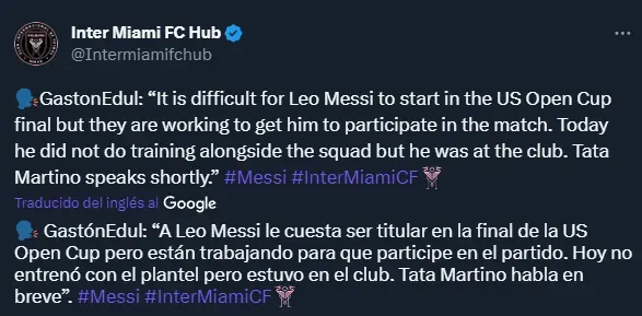 Edul también reveló detalles sobre Messi (Twitter @Intermiamifchub).