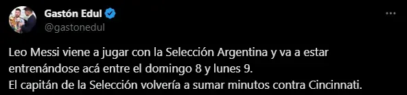Messi viajaría a Argentina (X / @gastonedul)