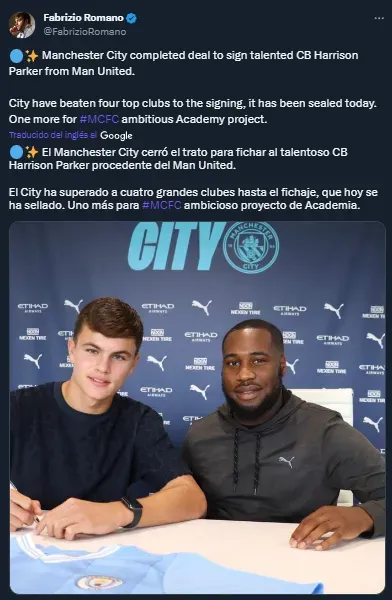 Parker, firmando con Manchester City (Twitter @FabrizioRomano).